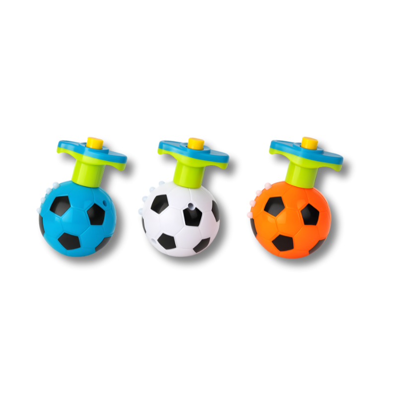 Blue sensory fidget spinner ball with flashing lights and melodic sound, perfect for kids' educational and developmental play