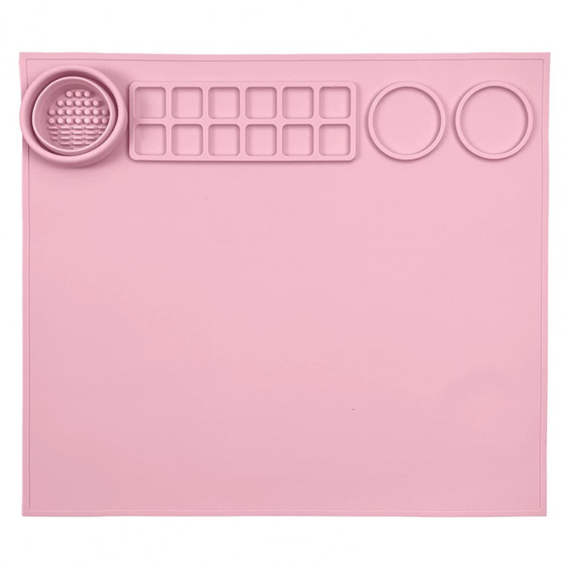 Close-up of a purple silicone art mat for kids, highlighting its durable, easy-to-clean surface for painting.