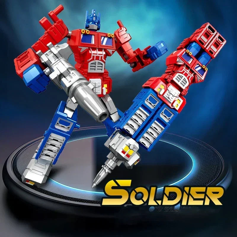 Kids' red transformable robot pen, a creative writing toy and fidget for drawing fun