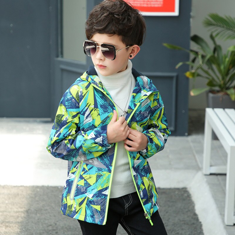 Kids' red waterproof windbreaker hoodie jacket with zipper, perfect for all-weather comfort.