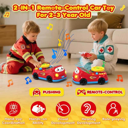 Group of diverse kids having fun with remote control racing adventure cars, indoor play, interactive toy