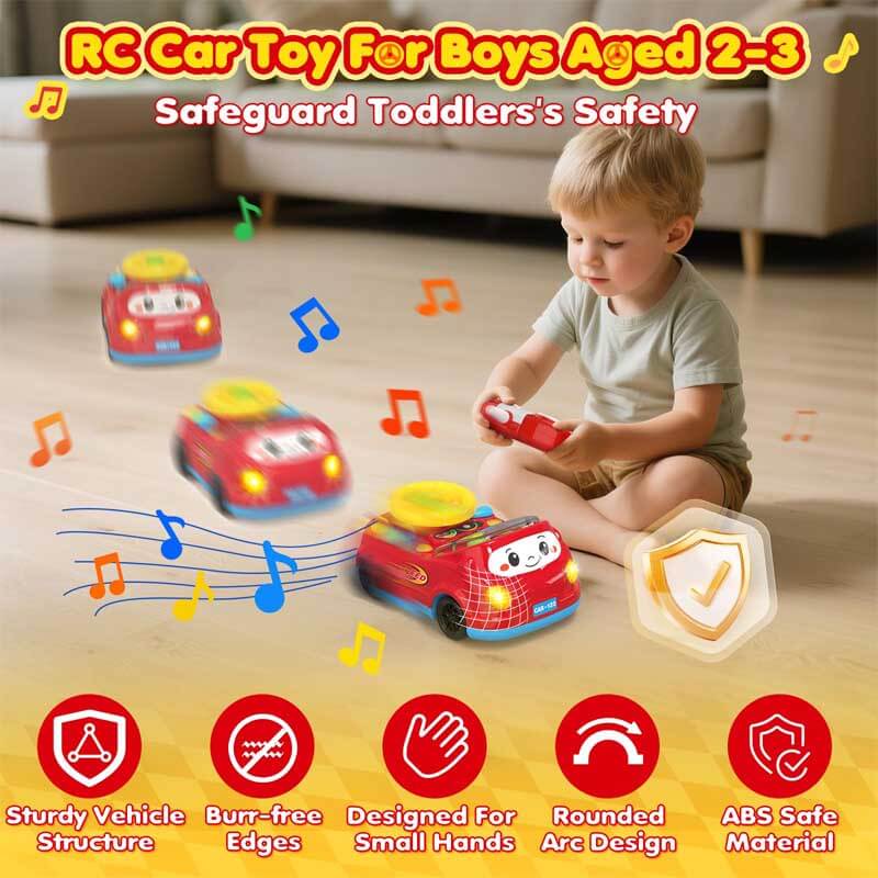 Remote control car with ergonomic controller, easy to use, ideal for small hands, educational play