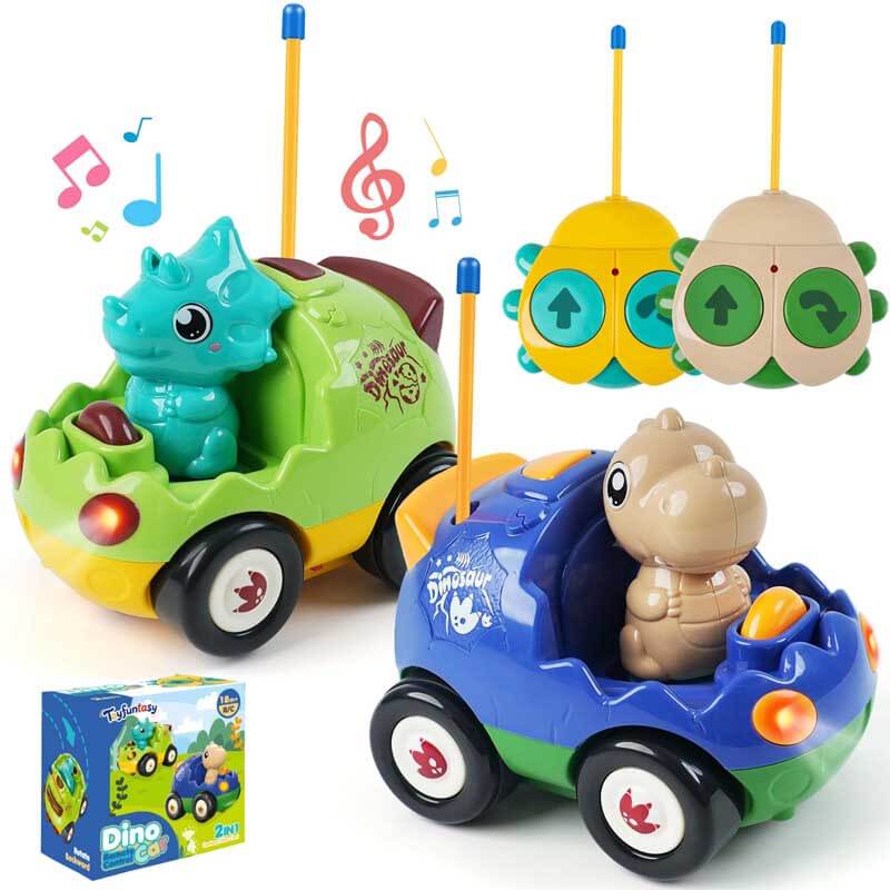 Kids' remote control dinosaur racing car toy set for interactive play, a fun birthday gift