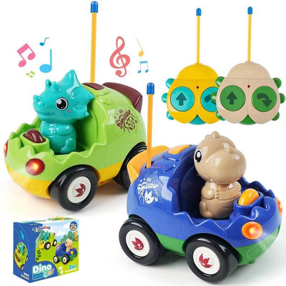 Kids' remote control dinosaur racing car toy set for interactive play, a fun birthday gift