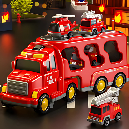 Kids' Rescue Mission Vehicle Playset, red fire truck, police car & ambulance toys