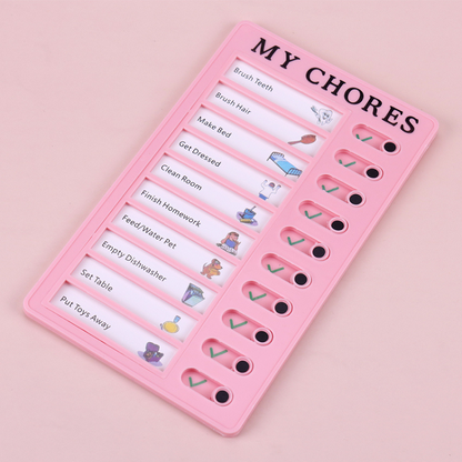Children's responsibility chart, dry-erase, with space for customizable tasks and rewards, enhancing time management skills