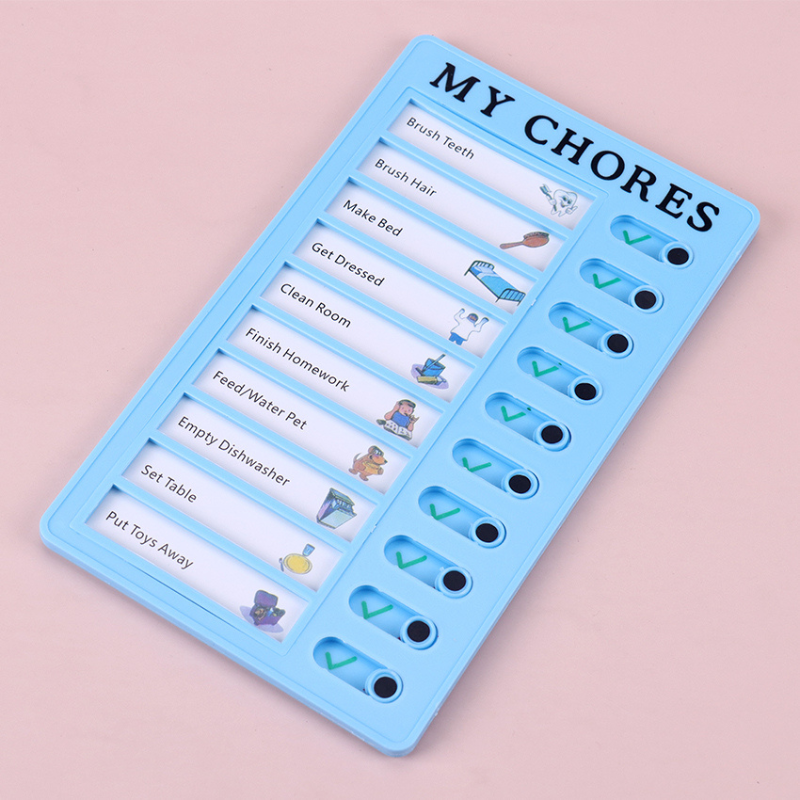 Educational kids' daily routine board, visual schedule for morning, afternoon, evening chores, promoting independence