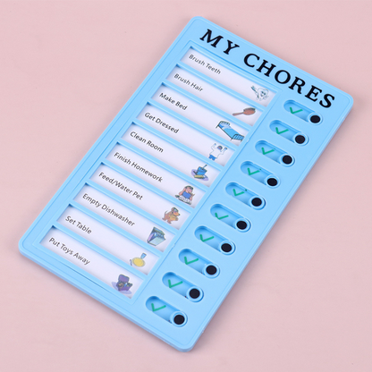 Educational kids' daily routine board, visual schedule for morning, afternoon, evening chores, promoting independence