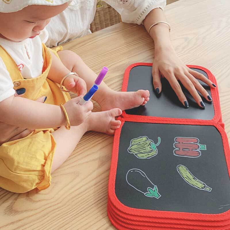 Portable drawing doodle pad for kids, featuring a vibrant cover & erasable pages for endless fun.