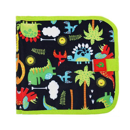 A child happily drawing on a reusable doodle pad, showcasing its ease of use for creative play.