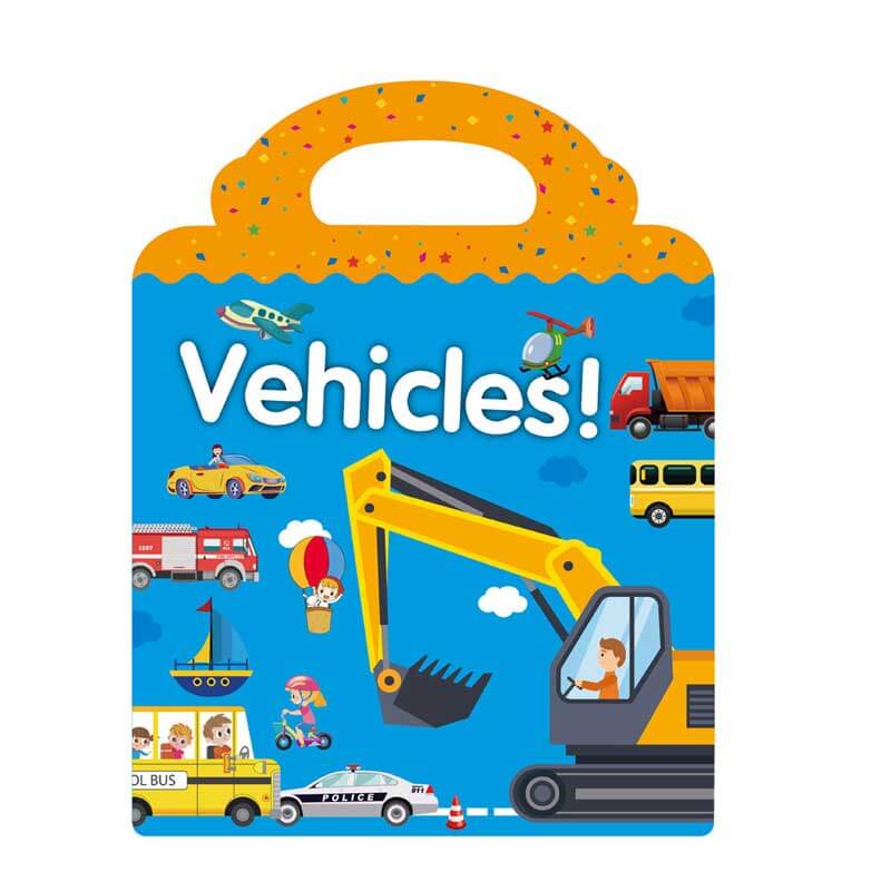 Kids reusable stickers and activity book spread out on a table, ready for engaging play and learning.