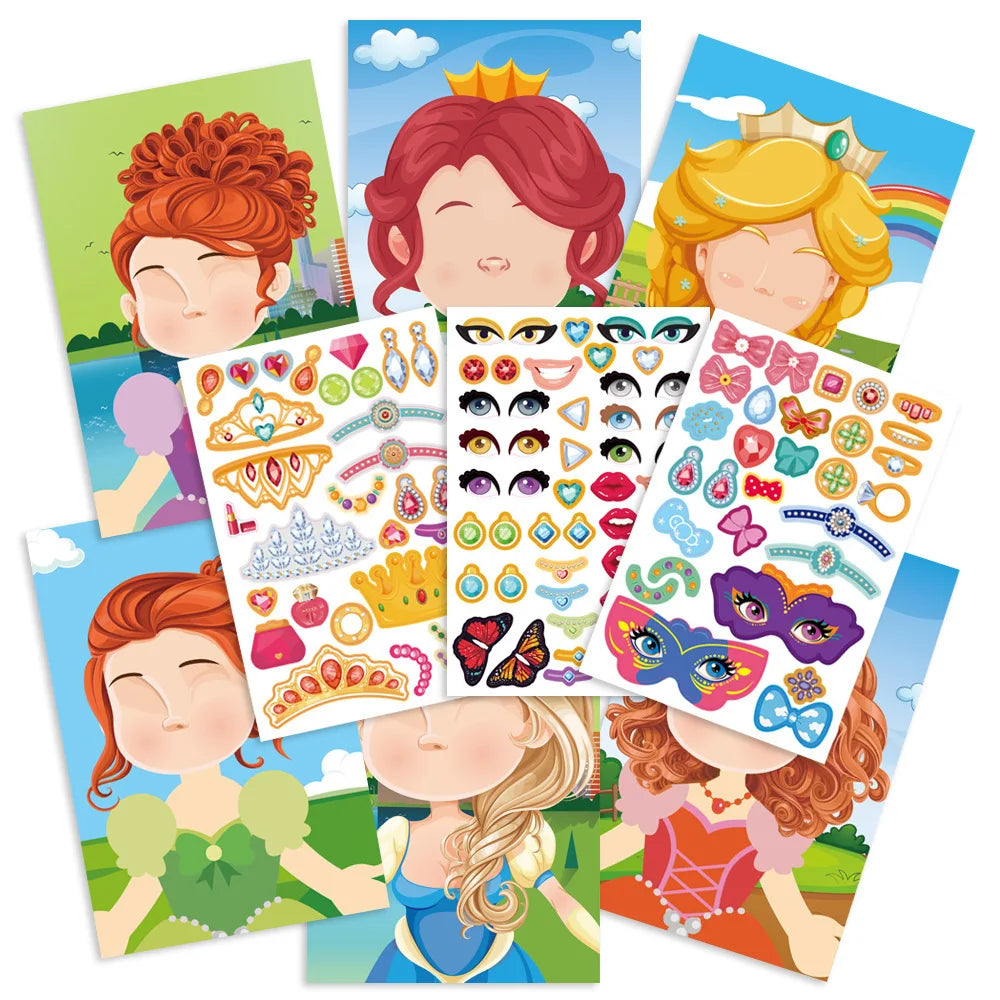 Kids reusable sticker pad for creative play, featuring a vibrant scene with multiple stickers