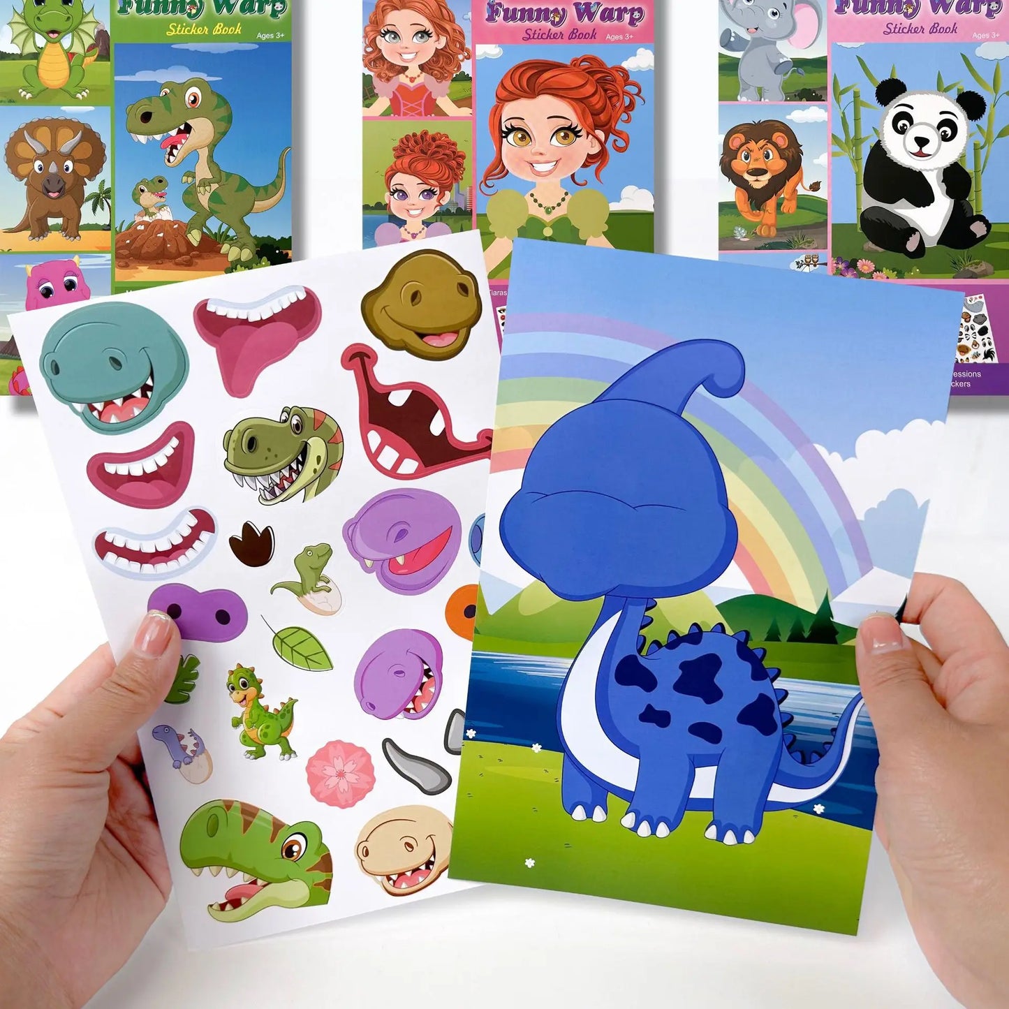 Collection of various reusable stickers for kids, including animals, vehicles, and objects