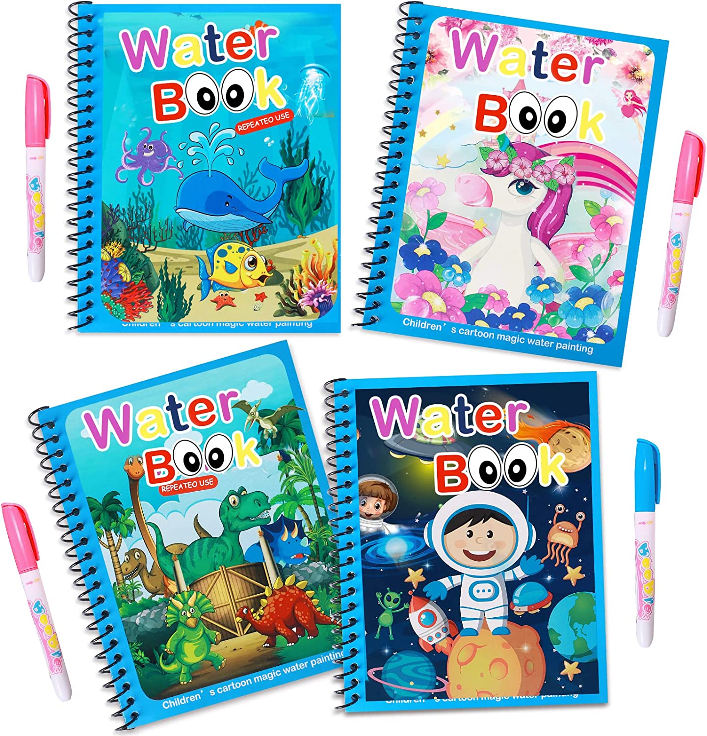 Kids Reusable Water Reveal Coloring Book, an educational & mess-free toddler craft activity