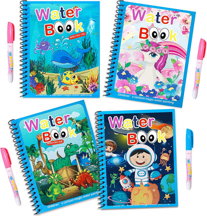 Kids Reusable Water Reveal Coloring Book, an educational & mess-free toddler craft activity