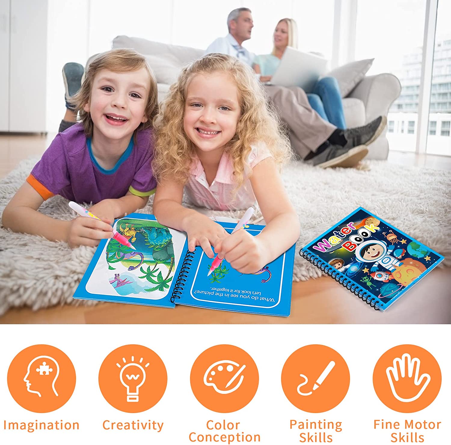 Mess-free Kids Water Reveal Coloring Book, a popular reusable toy and creative gift