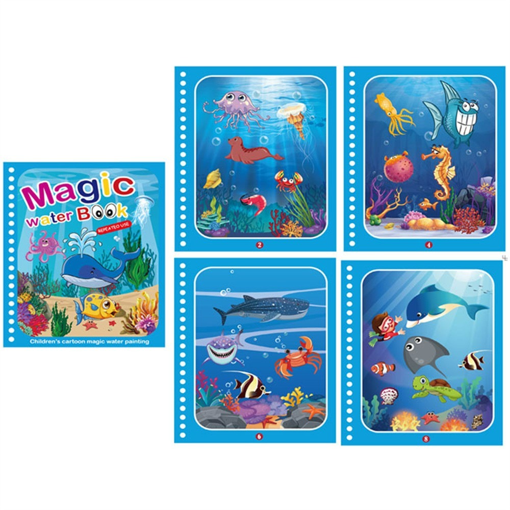 Water art activity book for kids, a reusable and mess-free way for toddlers to create