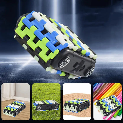 Interactive robot car race track for kids, featuring a walking dog toy, fun for all ages