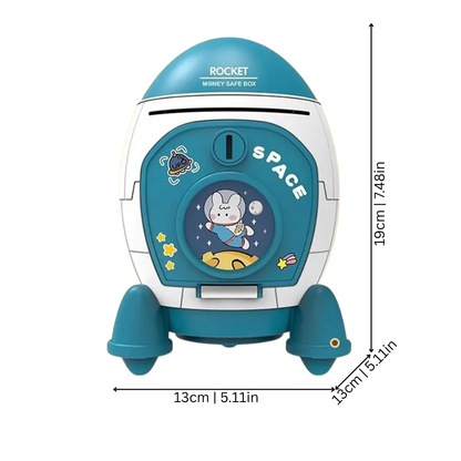 Astronaut-themed rocket piggy bank, fun kids' money box for learning finance, educational toy