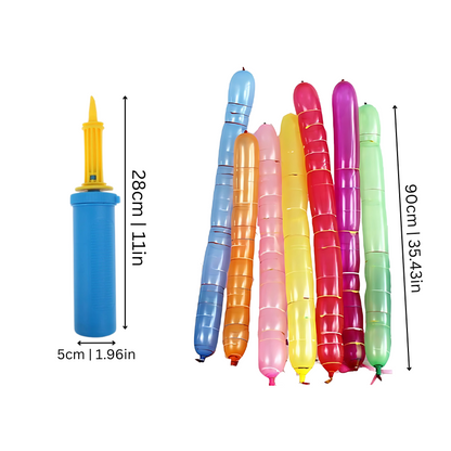 Child actively launching a balloon rocket from the Kids' Rocket Balloon Launch Set, screen-free fun.