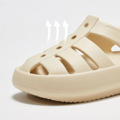 Close-up of adjustable straps on children's Roman sandals, ensuring a secure and comfy fit