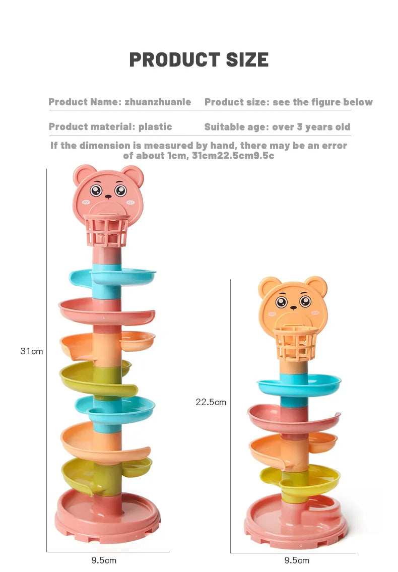 Vibrant rotating ball tower, a developmental toy for early learning and sensory exploration