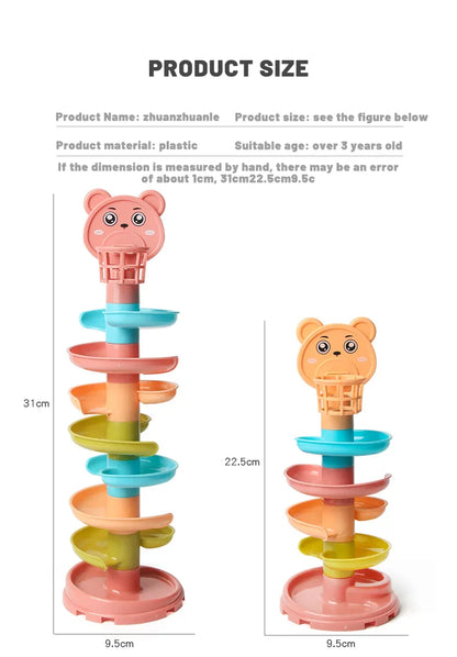 Vibrant rotating ball tower, a developmental toy for early learning and sensory exploration