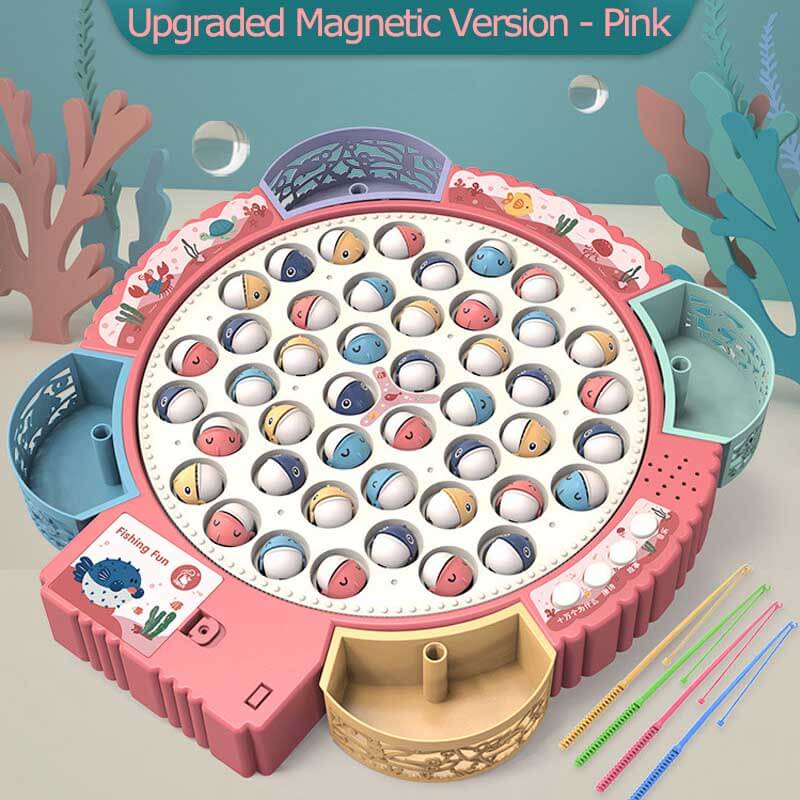 Educational activity toy: blue and pink electric fishing game set for children learning fine motor skills