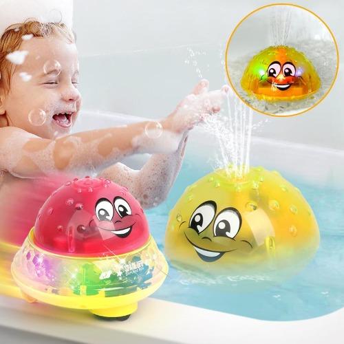 Interactive kids bath toy with rotating LED lights & water spray, great gift for toddlers