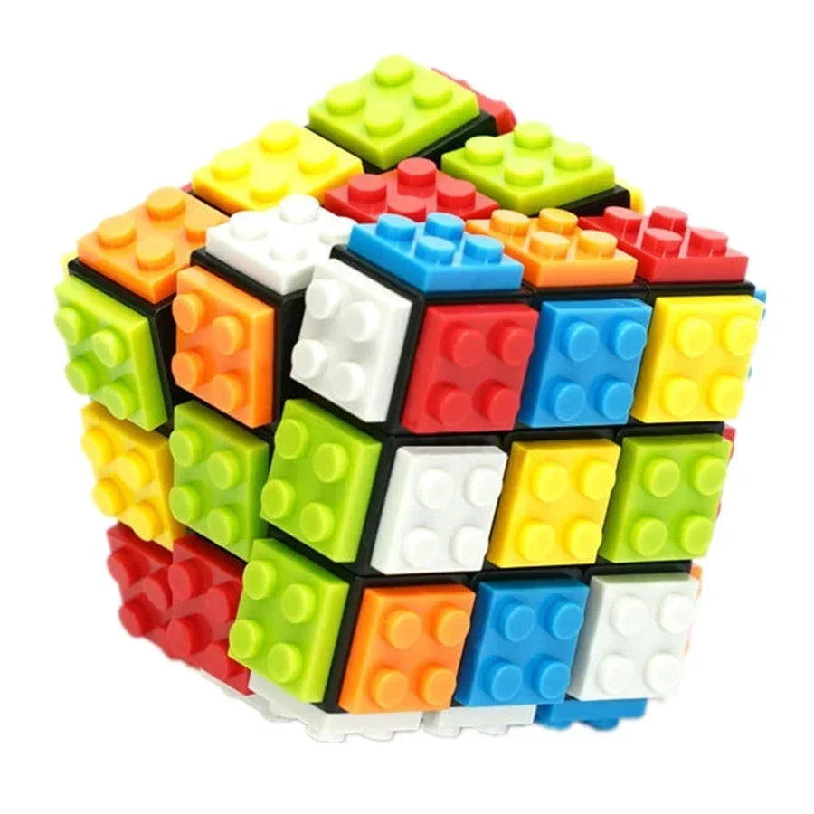 Hands-on activity: a child enjoying a rotating magic cube puzzle, learning and fun