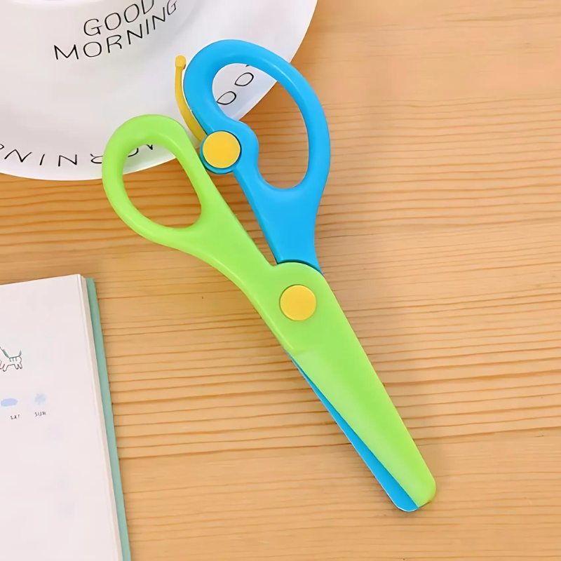 Pair of kids' crafting scissors, designed for safe use by children