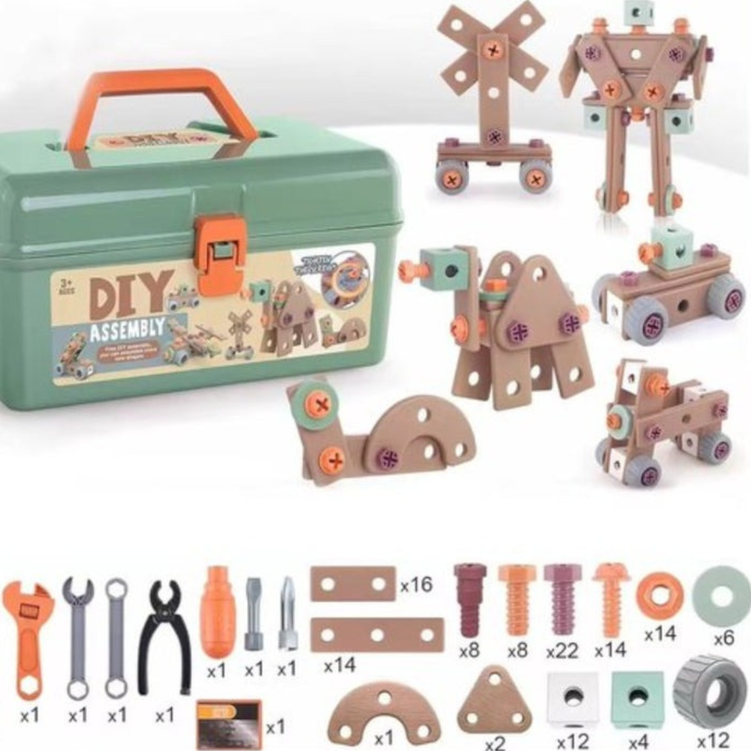 Bright kids tool kit, a learning toy for creative play and early skill development