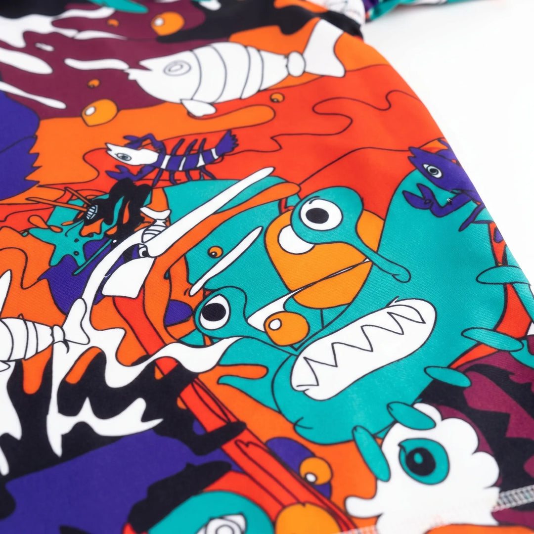 Sun protective short-sleeve rash guard for children. Ideal swimwear for long days at the beach or pool.