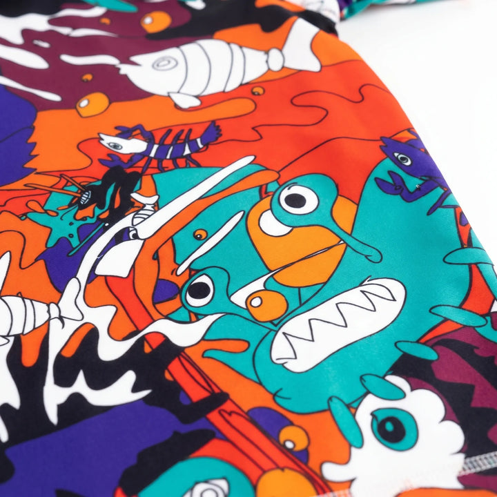 Sun protective short-sleeve rash guard for children. Ideal swimwear for long days at the beach or pool.