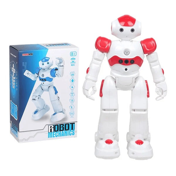 Rechargeable children's robot, a smart interactive toy with gesture control, dancing, & talking.