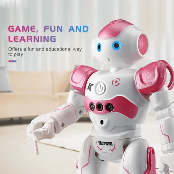 Educational gift: Kids' smart interactive robot toy with gesture control, talking, & dancing features.