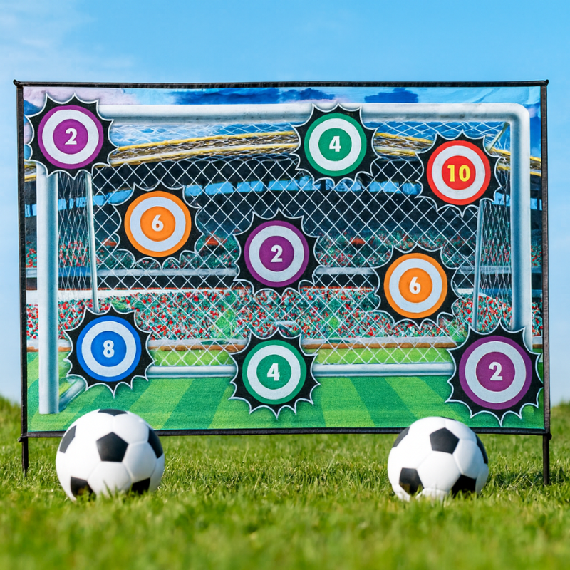 Kids soccer training set with portable goal, sticky target, and ball for skill building