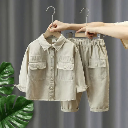 Kids' versatile denim two-piece set, great for autumn layers and daily wear