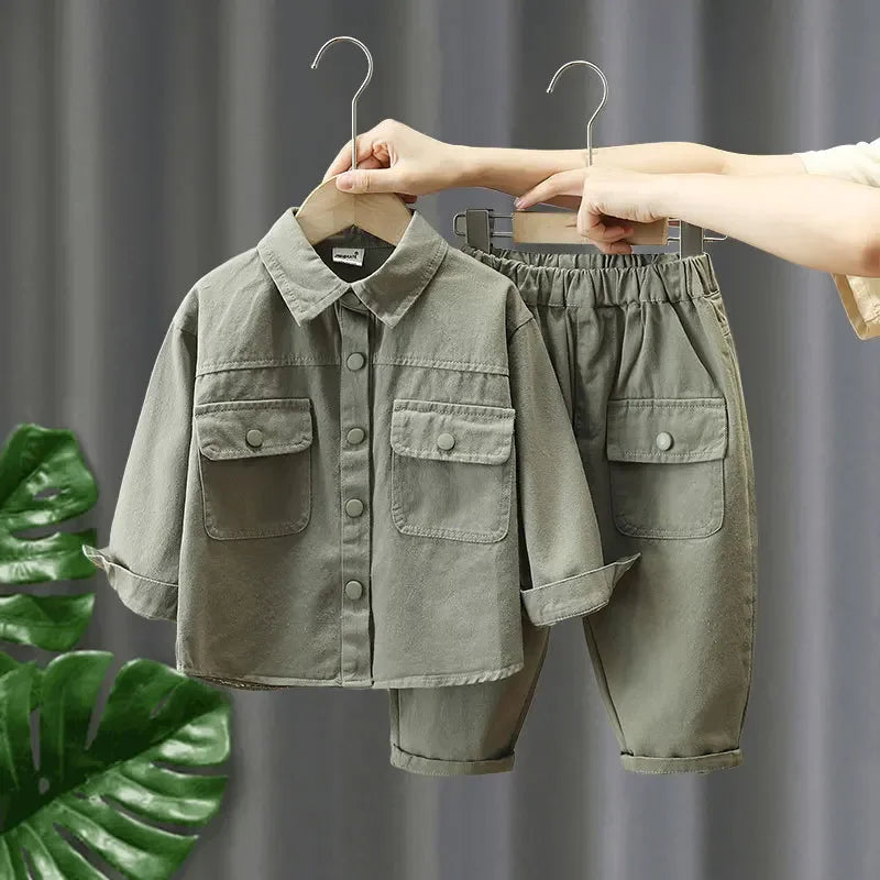 Autumn themed soft denim outfit for babies, cozy and cute children's clothing