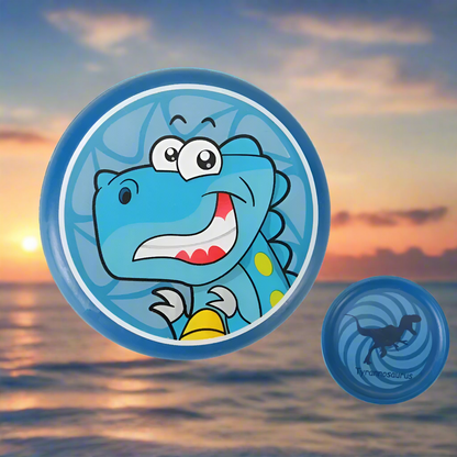 Kids' outdoor dino frisbee in rainbow colors, a delightful foam toy for active play