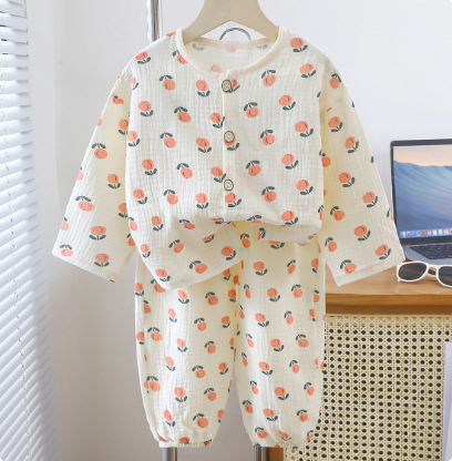 Toddler pajamas made from breathable organic cotton linen, comfortable summer outfit