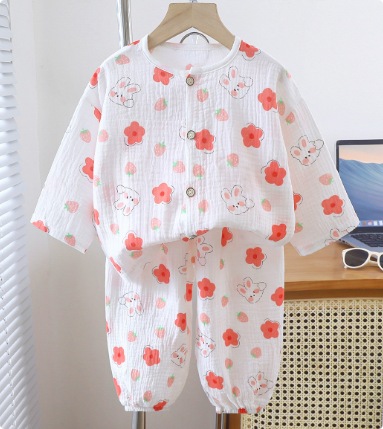 Playful printed organic pajama set, kids' linen sleepwear for active toddlers