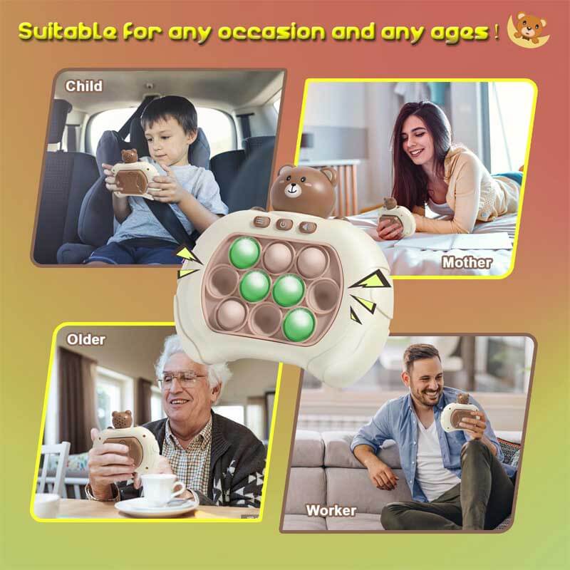 Top-down view of Kids' Speedy Push Pop Fidget Game Console, great for children's gifts