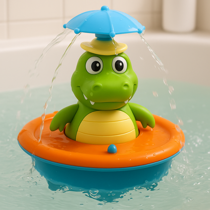 Kids spinning light-up crocodile bathtub toy for fun toddler bathtime waterplay