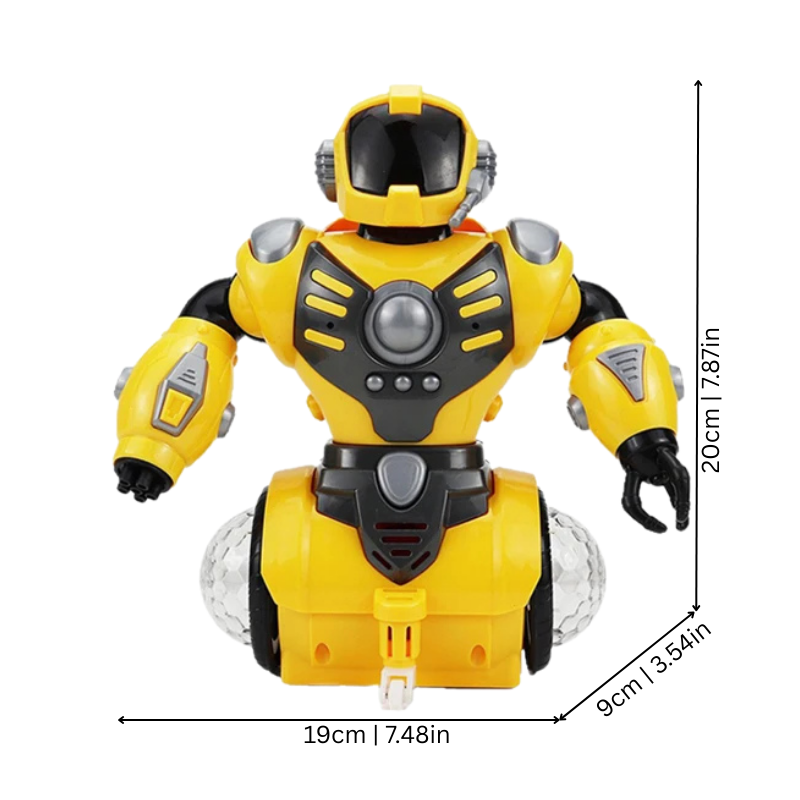 Electronic kids' light-up robot toy, spins 360 degrees, with sound, perfect for childrens' active play