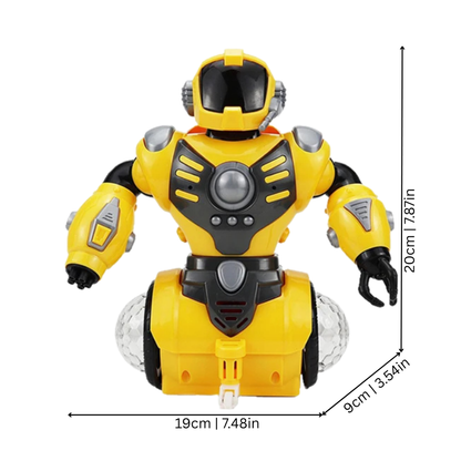 Electronic kids' light-up robot toy, spins 360 degrees, with sound, perfect for childrens' active play