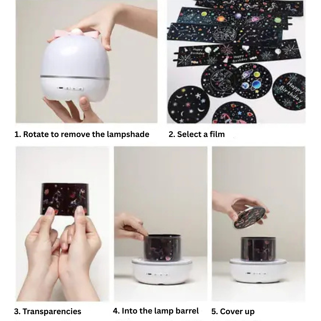 Kids' Star Projector Night Light with multiple color options, perfect for a soothing bedroom environment