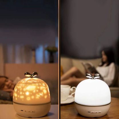Starry Sky Night Light Projector, a sleep aid for kids' rooms, displaying a soothing galaxy