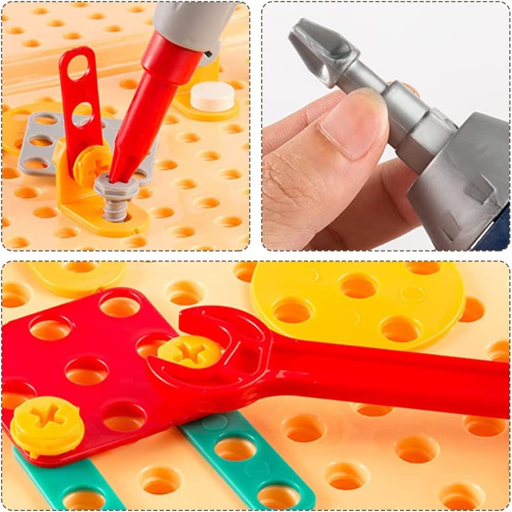 Educational STEM construction toy for kids, featuring interlocking plates and a safe battery-operated drill.