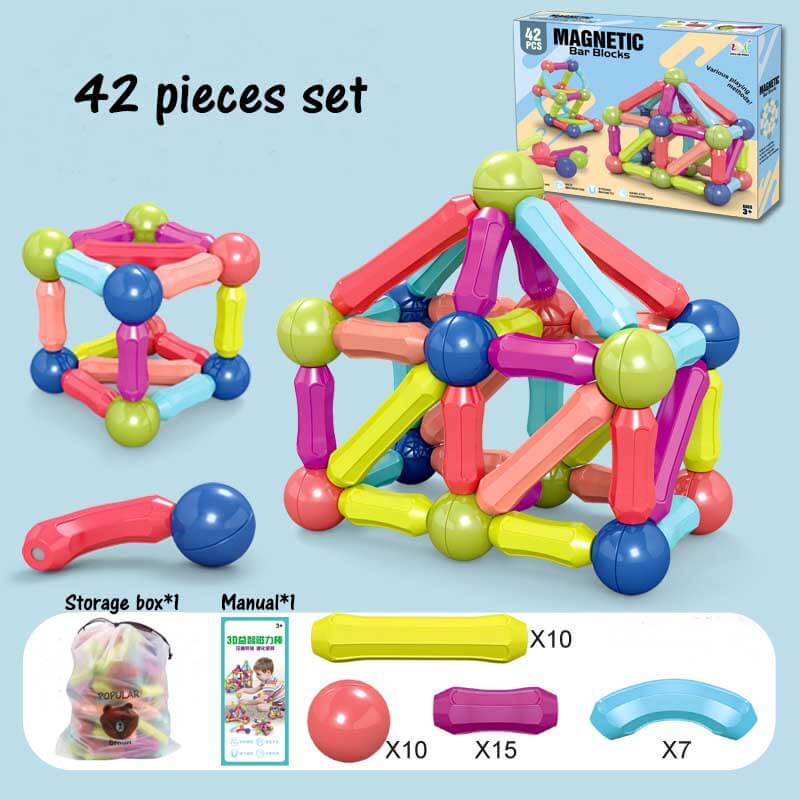 Magnetic tiles playset, a versatile educational STEM toy for young children